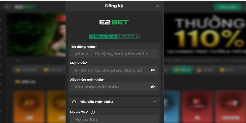 Hội viên hoàn tất đăng ký tài khoản tại nhà cái E2BET